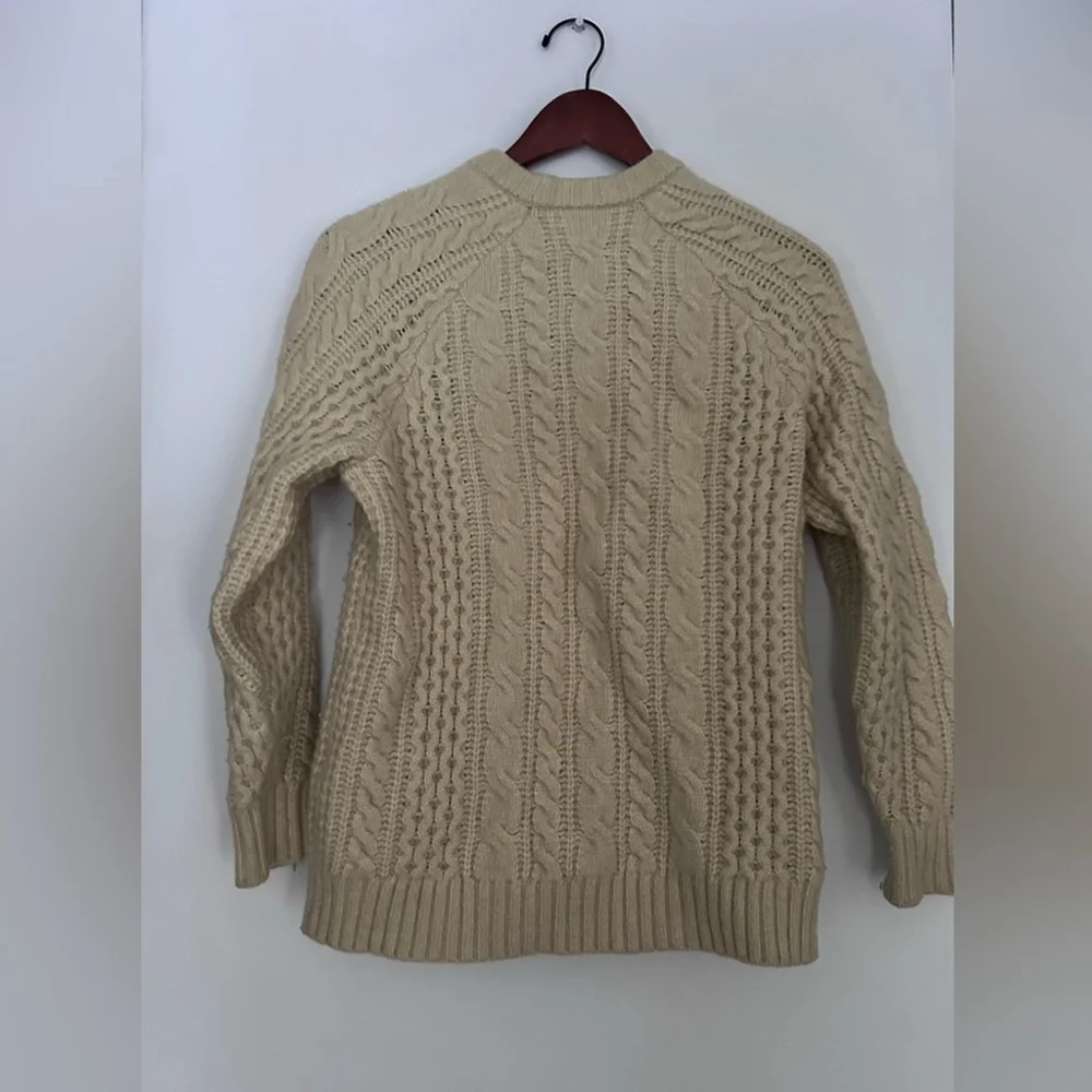Aritzia Babaton Fisherman Sweater Cable Knit Chunky Oversized Cream XS Small 1